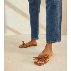 Loeffler Randall Hadley Brown Suede Leather Bow Flat Sandals size 9